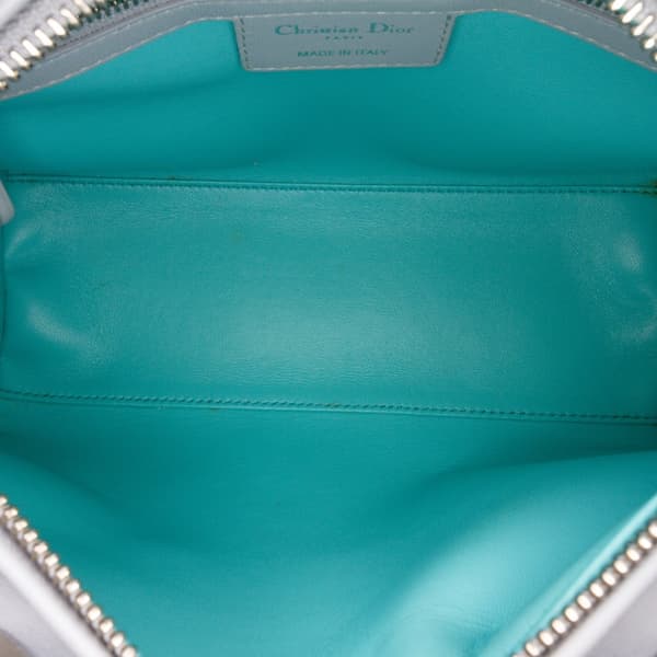 Pre-owned Dior Medium Bicolor Lambskin Cannage Lady Dior Gray