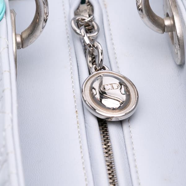 Pre-owned Dior Medium Bicolor Lambskin Cannage Lady Dior Gray