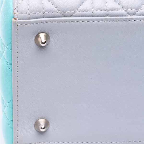 Pre-owned Dior Medium Bicolor Lambskin Cannage Lady Dior Gray