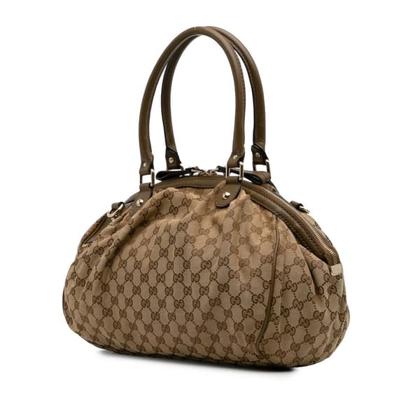 Pre-owned Gucci GG Canvas Sukey Satchel Brown