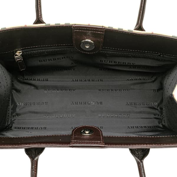 Pre-owned Burberry House Check Canvas Handbag Brown