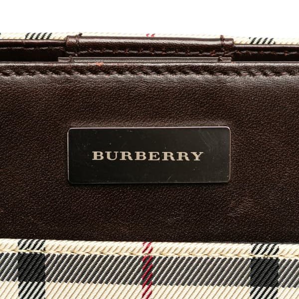 Pre-owned Burberry House Check Canvas Handbag Brown