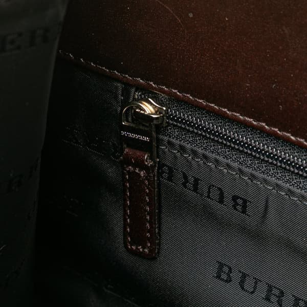Pre-owned Burberry House Check Canvas Handbag Brown