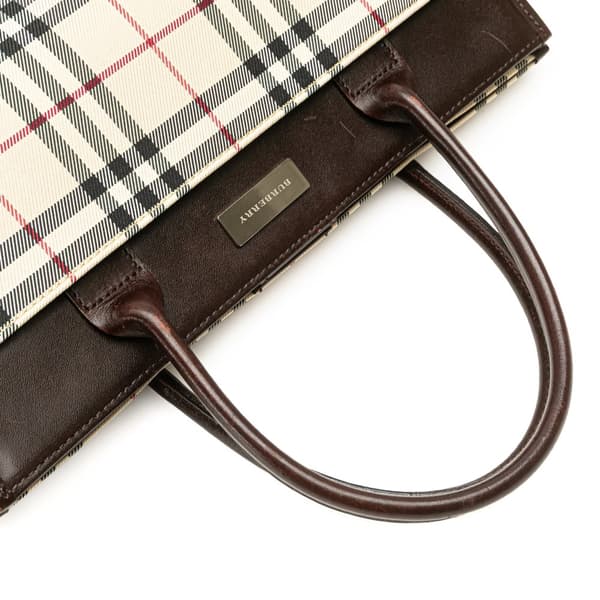 Pre-owned Burberry House Check Canvas Handbag Brown