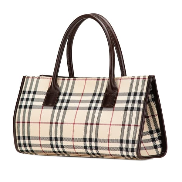 Pre-owned Burberry House Check Canvas Handbag Brown