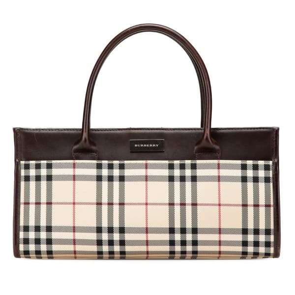 Pre-owned Burberry House Check Canvas Handbag Brown