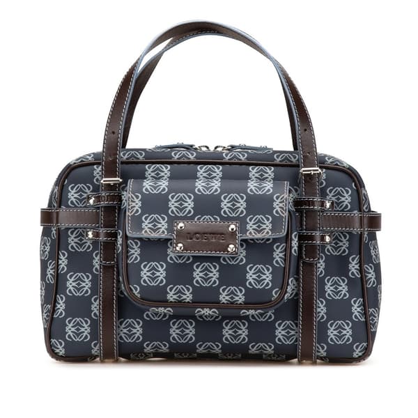 Pre-owned LOEWE Anagram Coated Canvas Handbag Blue