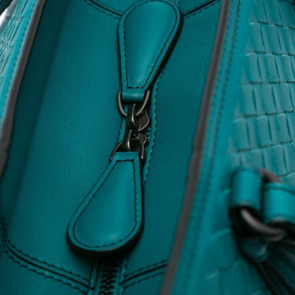 Pre-owned Bottega Veneta Nappa Intrecciato Monaco Bag Blue