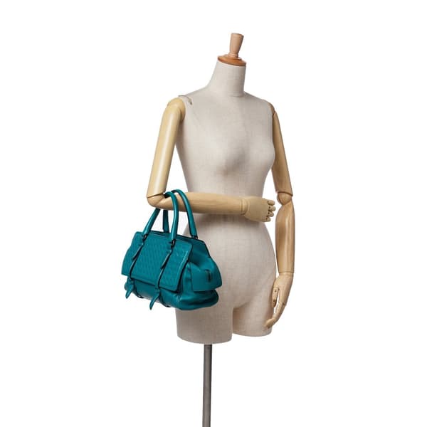 Pre-owned Bottega Veneta Nappa Intrecciato Monaco Bag Blue