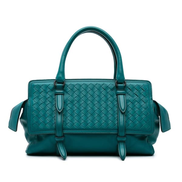 Pre-owned Bottega Veneta Nappa Intrecciato Monaco Bag Blue
