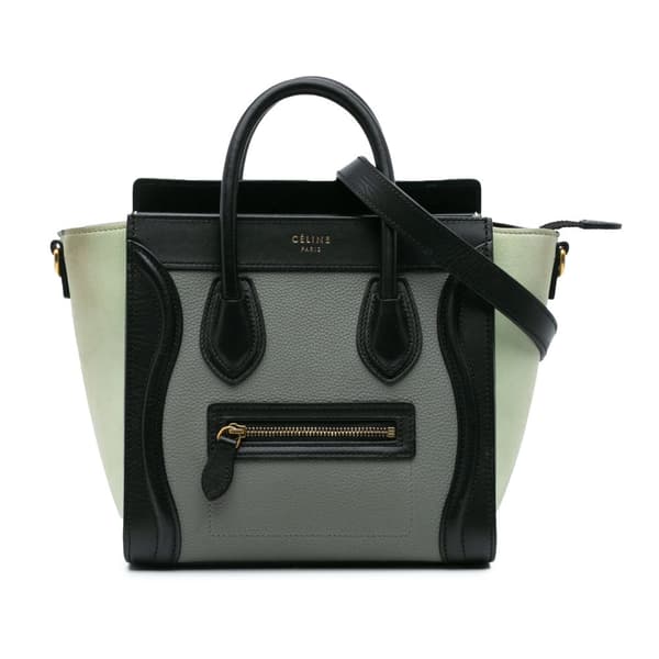 Pre-owned Celine Nano Tricolor Leather Luggage Tote Gray