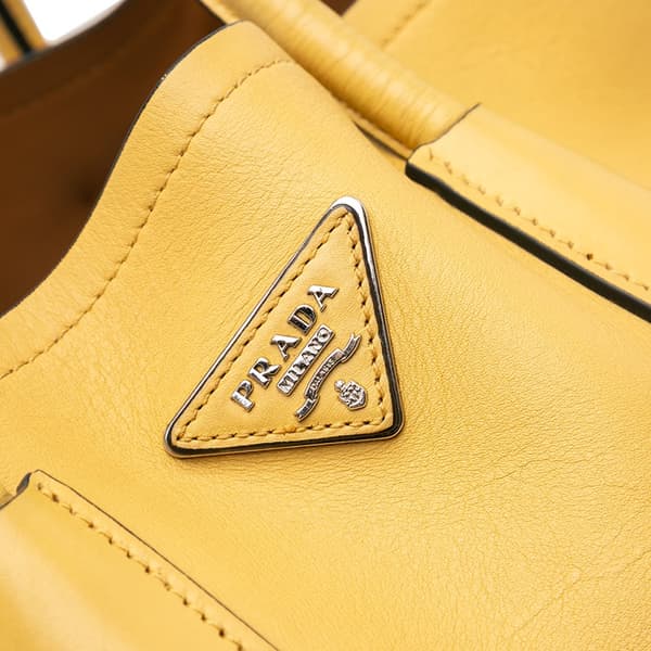 Pre-owned Prada Large City Calf Double Satchel Yellow