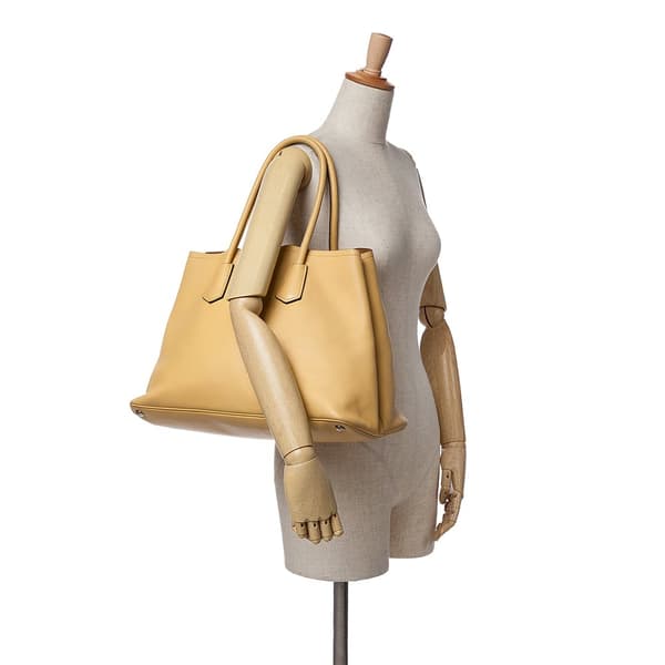 Pre-owned Prada Large City Calf Double Satchel Yellow