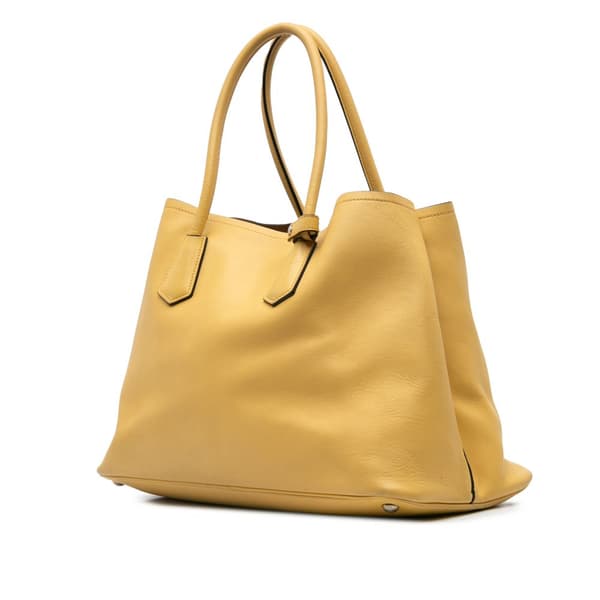 Pre-owned Prada Large City Calf Double Satchel Yellow
