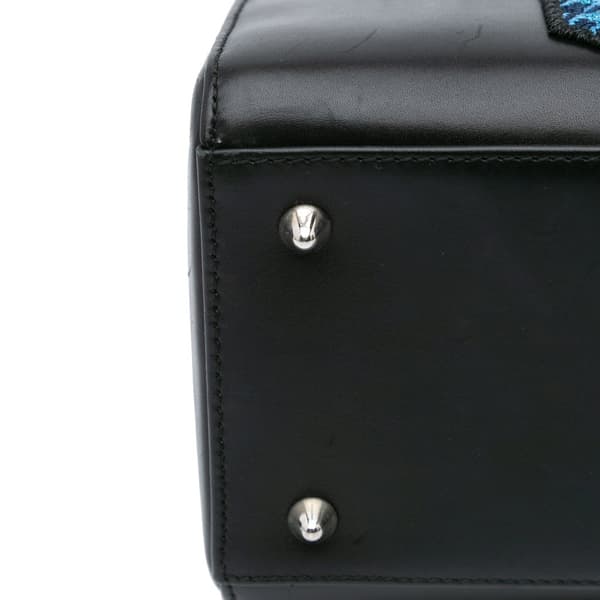 Pre-owned Dior Medium Calfskin Patch Embellished Lady Dior Black