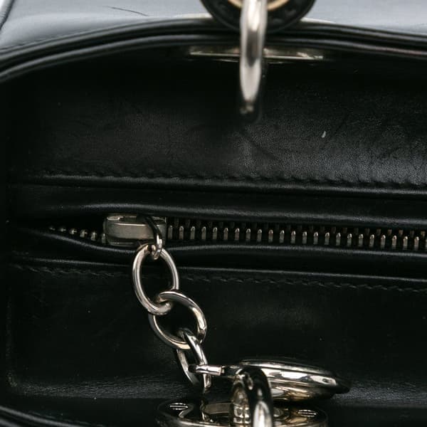 Pre-owned Dior Medium Calfskin Patch Embellished Lady Dior Black