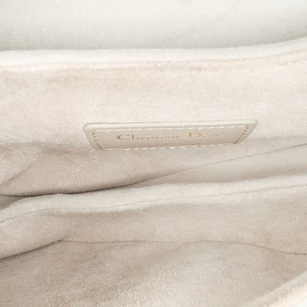 Pre-owned Dior Mini Velvet Crystal Embellished Saddle Gray