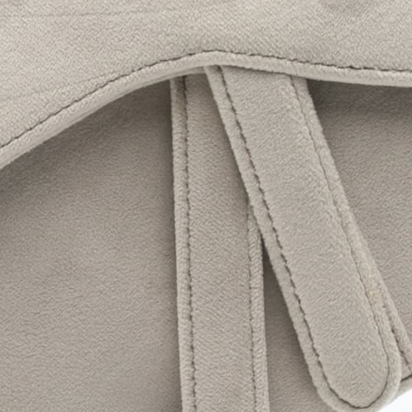 Pre-owned Dior Mini Velvet Crystal Embellished Saddle Gray
