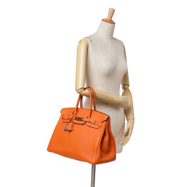 Pre-owned Hermès Togo Birkin Retourne 35 Orange