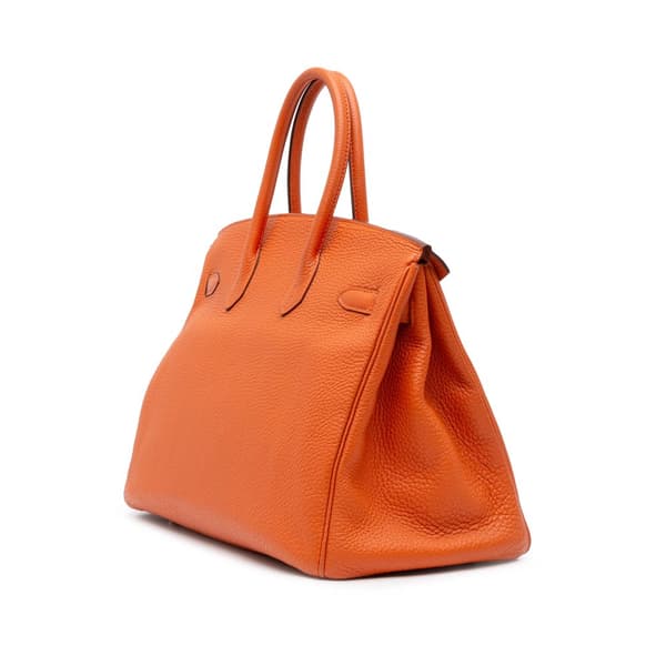Pre-owned Hermès Togo Birkin Retourne 35 Orange