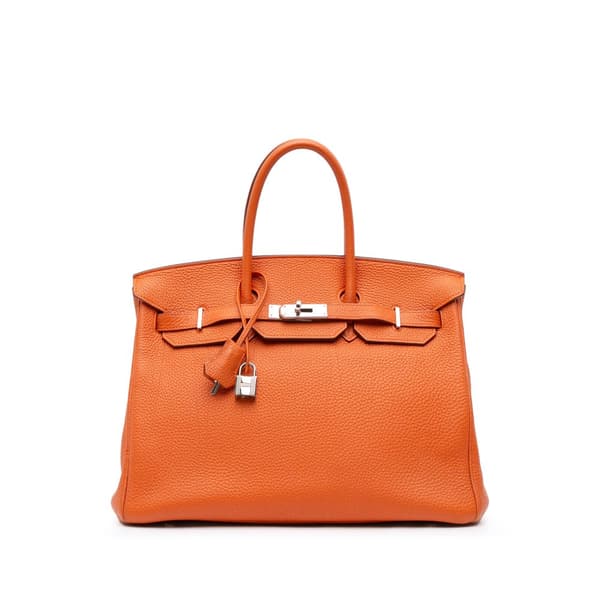 Pre-owned Hermès Togo Birkin Retourne 35 Orange