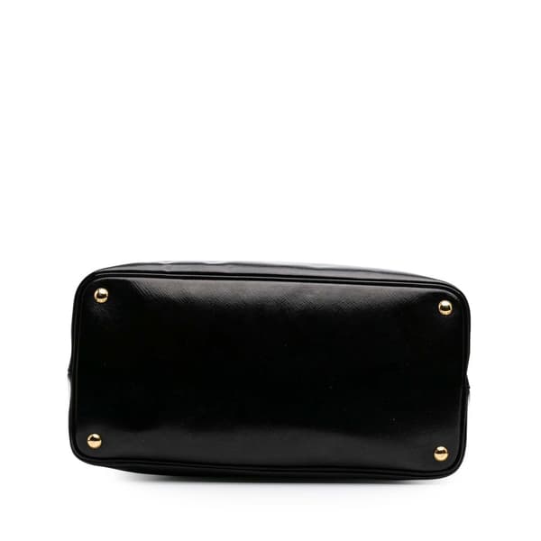 Pre-owned Prada Medium Saffiano Vernice Double Satchel Black
