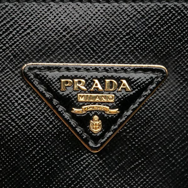 Pre-owned Prada Medium Saffiano Vernice Double Satchel Black