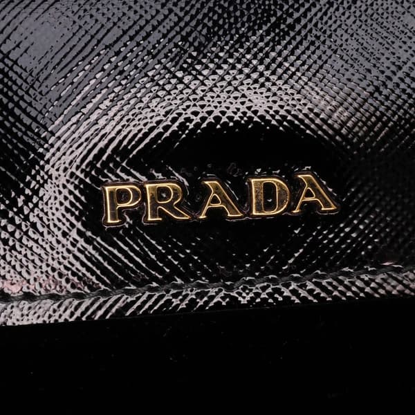 Pre-owned Prada Medium Saffiano Vernice Double Satchel Black