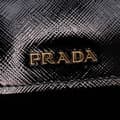 Miniatyrbilde 6 av 10: Pre-owned Prada Medium Saffiano Vernice Double Satchel Black
