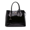 Miniatyrbilde 1 av 10: Pre-owned Prada Medium Saffiano Vernice Double Satchel Black