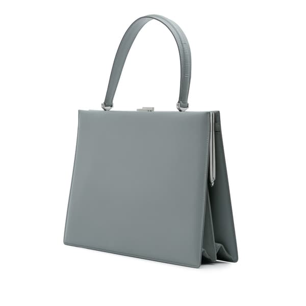Pre-owned Celine Medium Calfskin Clasp Handbag Gray