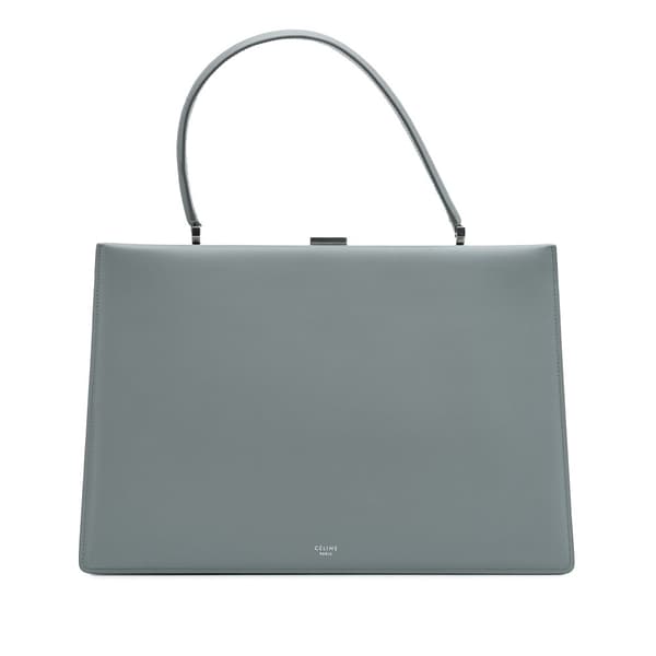 Pre-owned Celine Medium Calfskin Clasp Handbag Gray