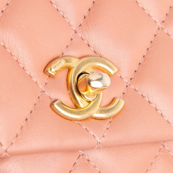 Pre-owned Chanel Mini Lambskin Business Affinity Top Handle Bag Pink