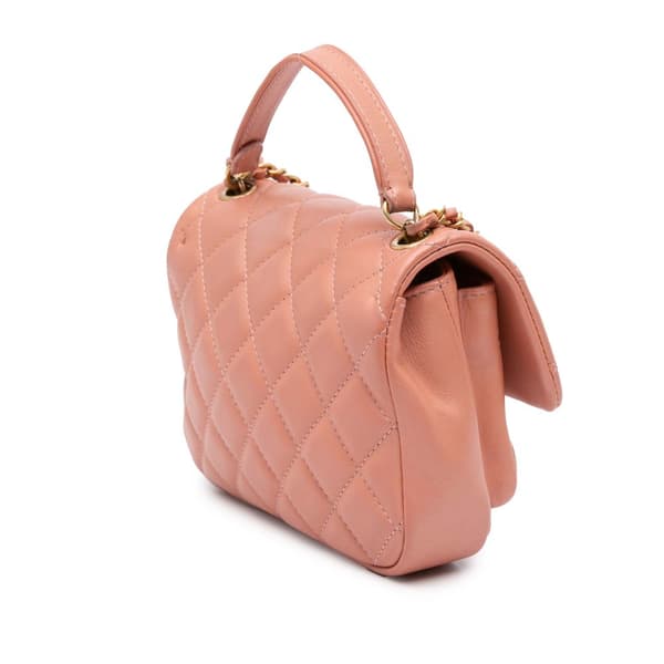 Pre-owned Chanel Mini Lambskin Business Affinity Top Handle Bag Pink