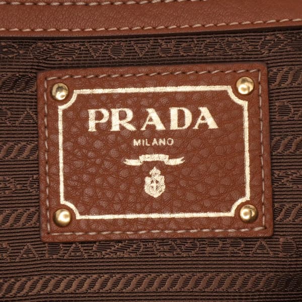 Pre-owned Prada Vitello Daino Open Convertible Tote Brown