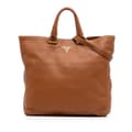 Miniatyrbilde 1 av 10: Pre-owned Prada Vitello Daino Open Convertible Tote Brown