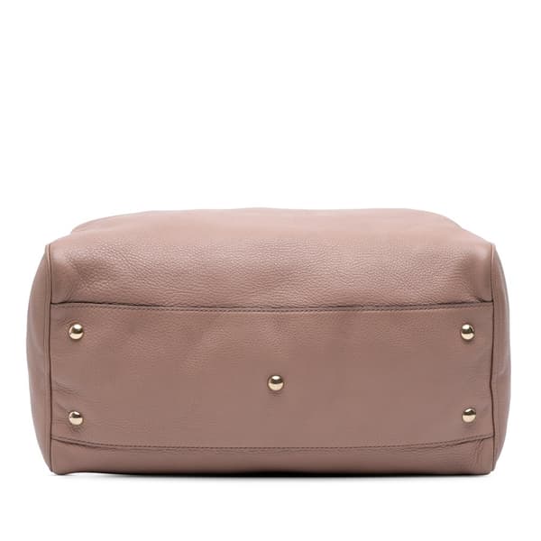 Pre-owned Gucci Calfskin Bamboo Shopper Boston Bag Pink