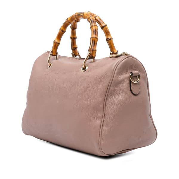 Pre-owned Gucci Calfskin Bamboo Shopper Boston Bag Pink