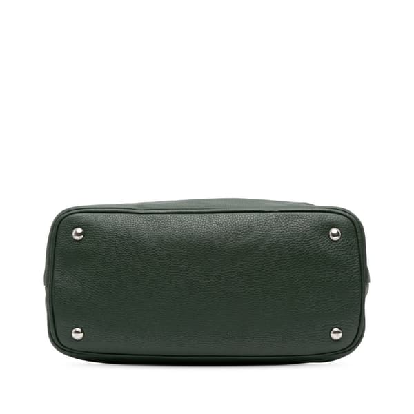 Pre-owned Prada Vitello Daino Open Convertible Tote Green