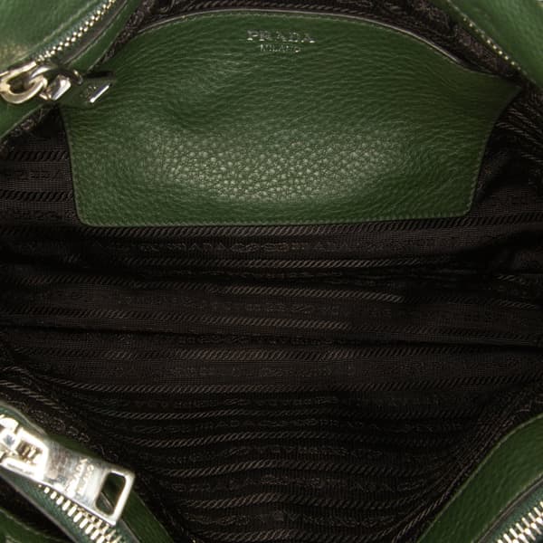 Pre-owned Prada Vitello Daino Open Convertible Tote Green