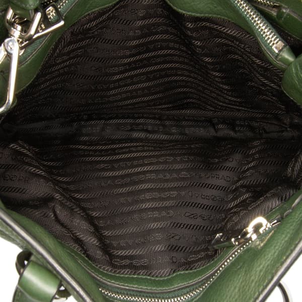 Pre-owned Prada Vitello Daino Open Convertible Tote Green