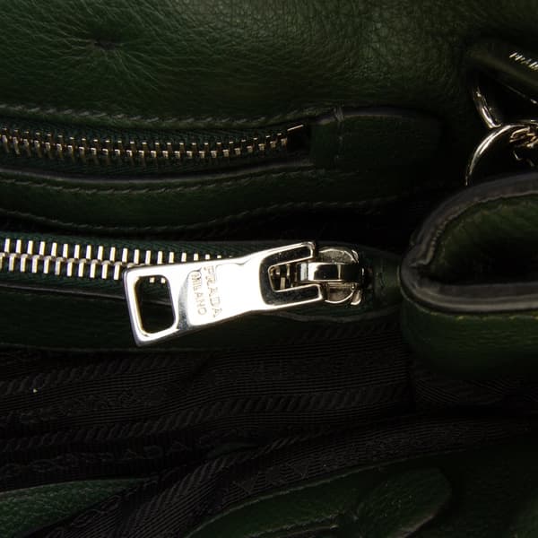 Pre-owned Prada Vitello Daino Open Convertible Tote Green