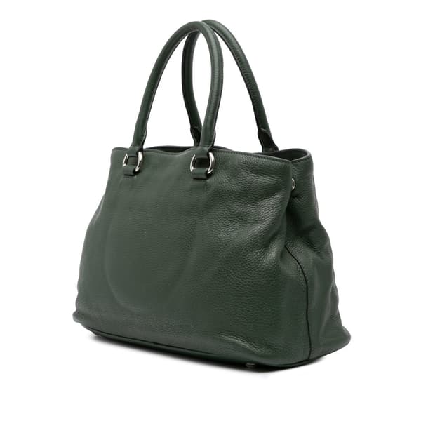 Pre-owned Prada Vitello Daino Open Convertible Tote Green