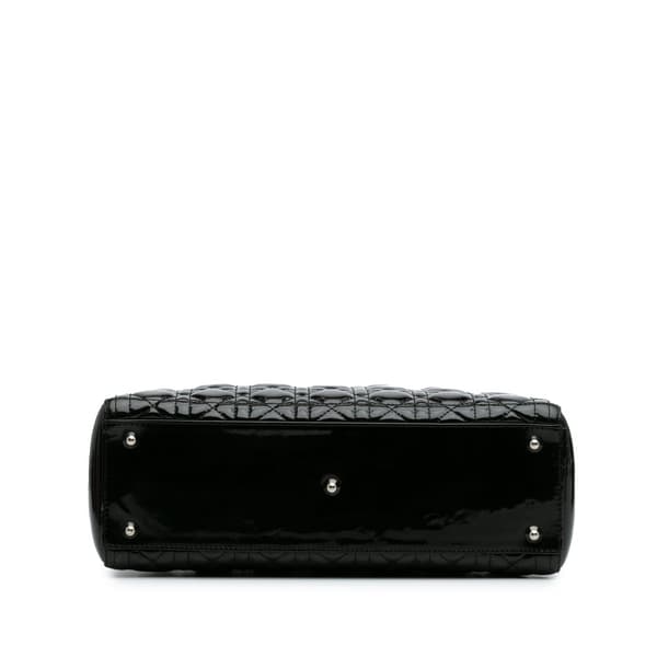 Pre-owned Dior Large Patent Cannage Lady Dior Black