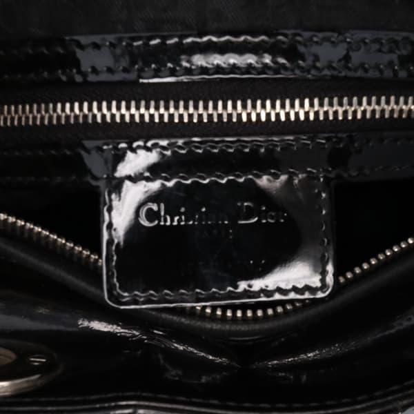 Pre-owned Dior Large Patent Cannage Lady Dior Black