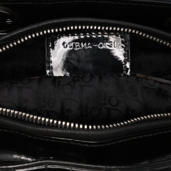 Pre-owned Dior Large Patent Cannage Lady Dior Black
