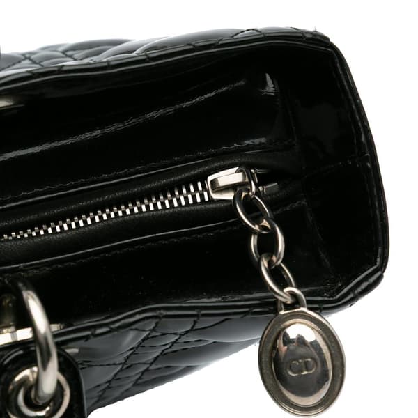 Pre-owned Dior Large Patent Cannage Lady Dior Black