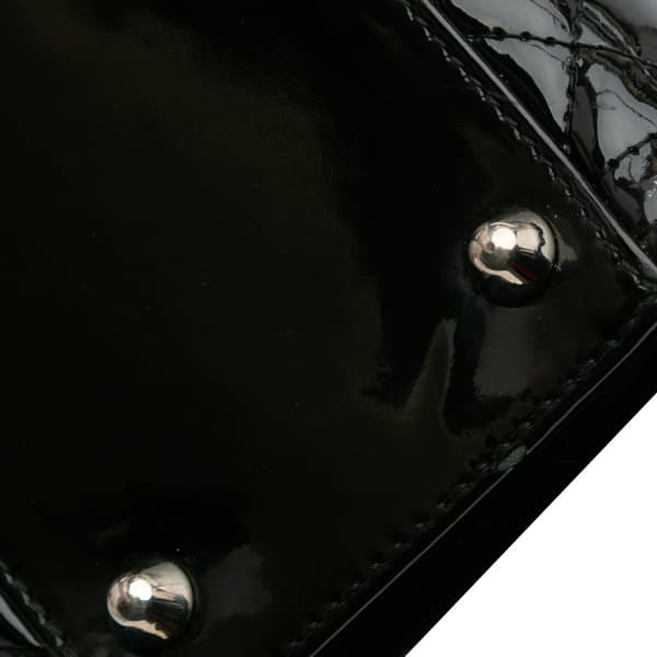 Pre-owned Dior Large Patent Cannage Lady Dior Black
