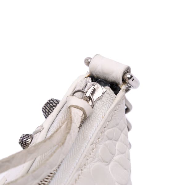 Pre-owned Balenciaga Mini Embossed Le Cagole White
