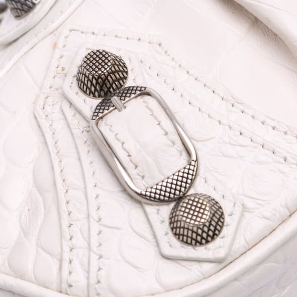 Pre-owned Balenciaga Mini Embossed Le Cagole White